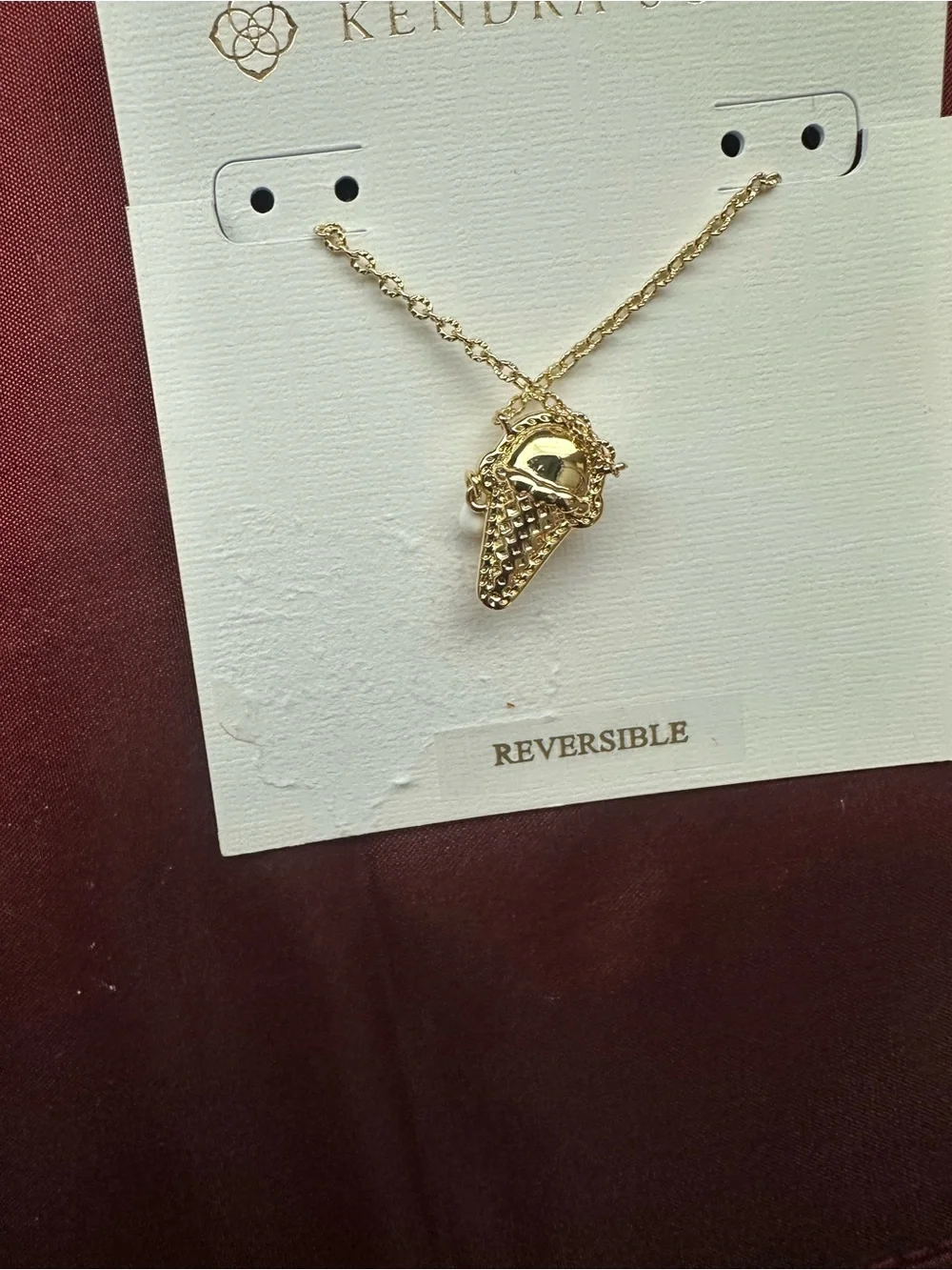 NWT! Kendra Scott 14K gold over brass Ice-Cream Cone Reversible Necklace Pendant
